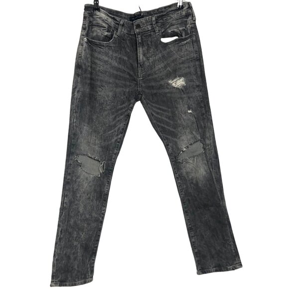 Aeropostale Gray Black Acid Wash Distressed Streetwear Skinny Jeans Men's 32x30 - Picture 1 of 15